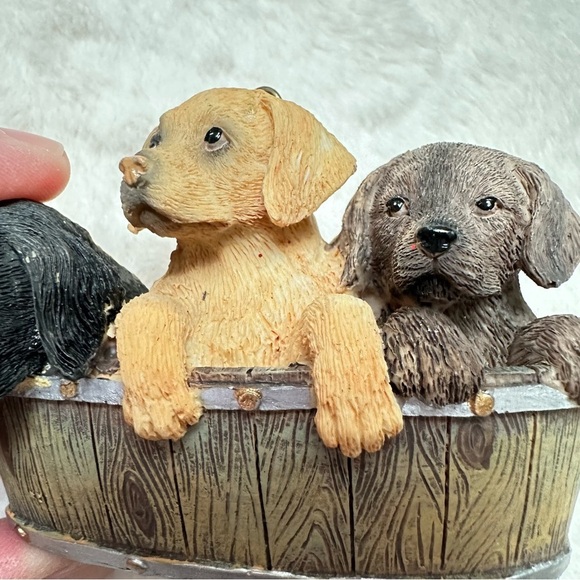 3 Lab Puppies In A Basket Christmas Tree Ornament - Black, Yellow, & Chocolate - Picture 3 of 8